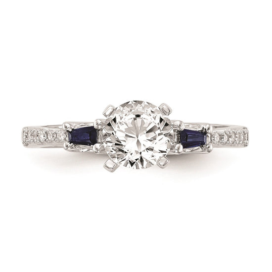 3 Stone Peg Set Semi-Mount Sapphire Engagement Rings