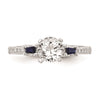 3 Stone Peg Set Semi-Mount Sapphire Engagement Rings