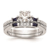 3 Stone Peg Set Semi-Mount Sapphire Engagement Rings