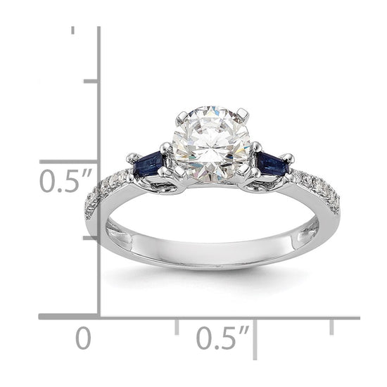 3 Stone Peg Set Semi-Mount Sapphire Engagement Rings