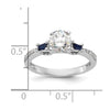 3 Stone Peg Set Semi-Mount Sapphire Engagement Rings