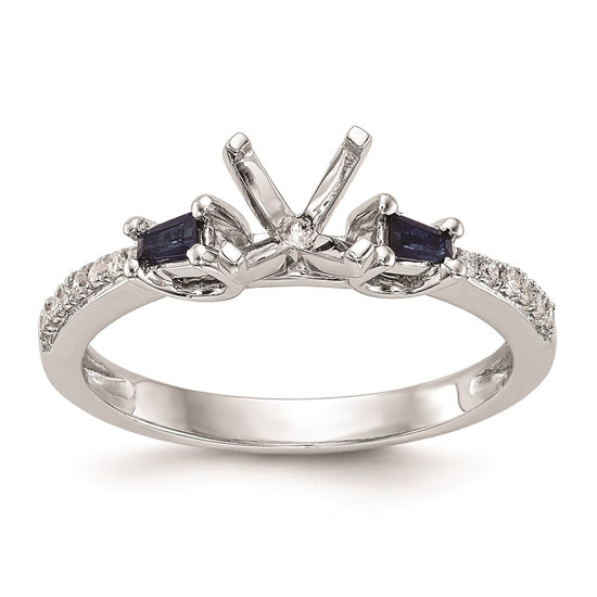 3 Stone Peg Set Semi-Mount Sapphire Engagement Rings