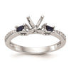 3 Stone Peg Set Semi-Mount Sapphire Engagement Rings
