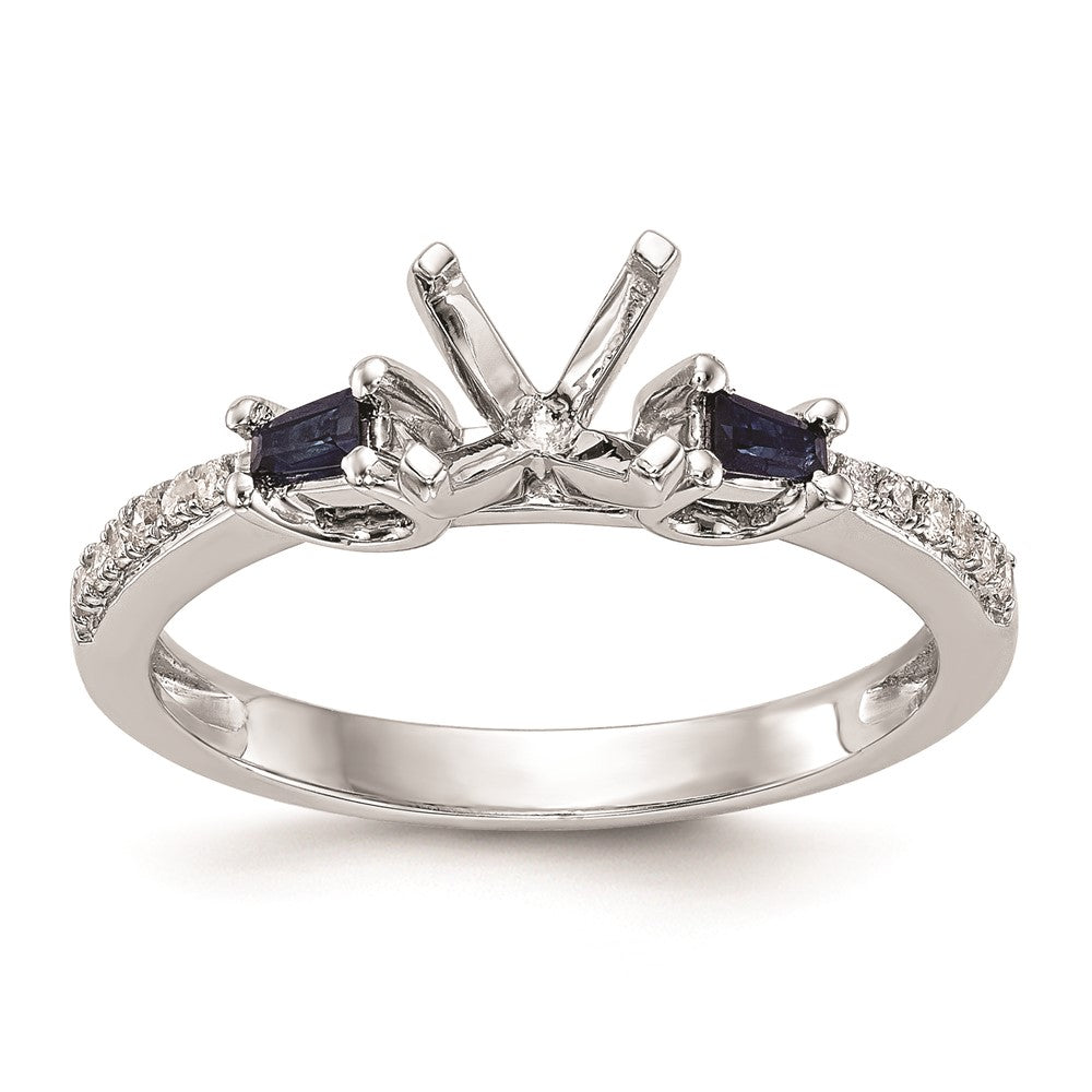 3 Stone Peg Set Semi-Mount Sapphire Engagement Rings