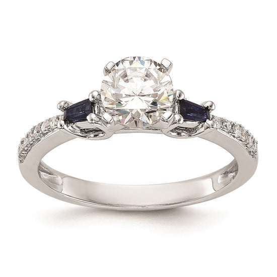 3 Stone Peg Set Semi-Mount Sapphire Engagement Rings