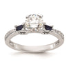 3 Stone Peg Set Semi-Mount Sapphire Engagement Rings