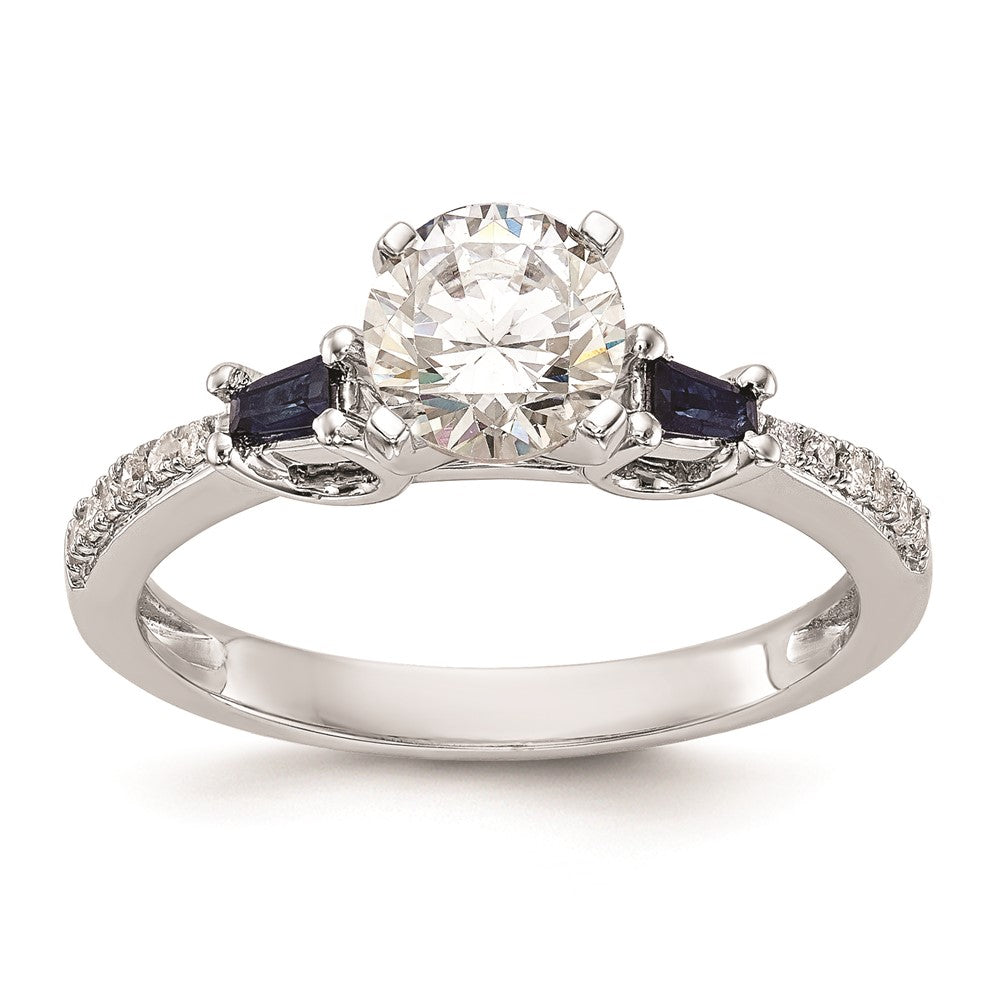 3 Stone Peg Set Semi-Mount Sapphire Engagement Rings