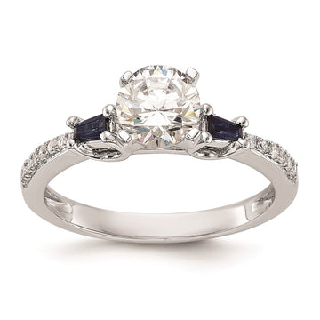 3 Stone Peg Set Semi-Mount Sapphire Engagement Rings