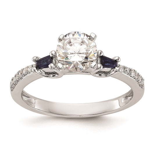 3 Stone Peg Set Semi-Mount Sapphire Engagement Rings