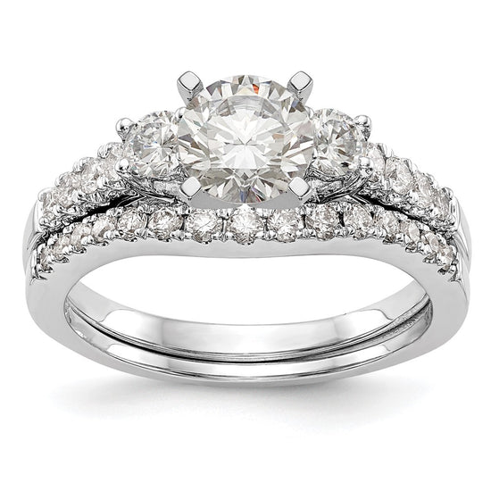 3 Stone Peg Set Semi-Mount Engagement Rings