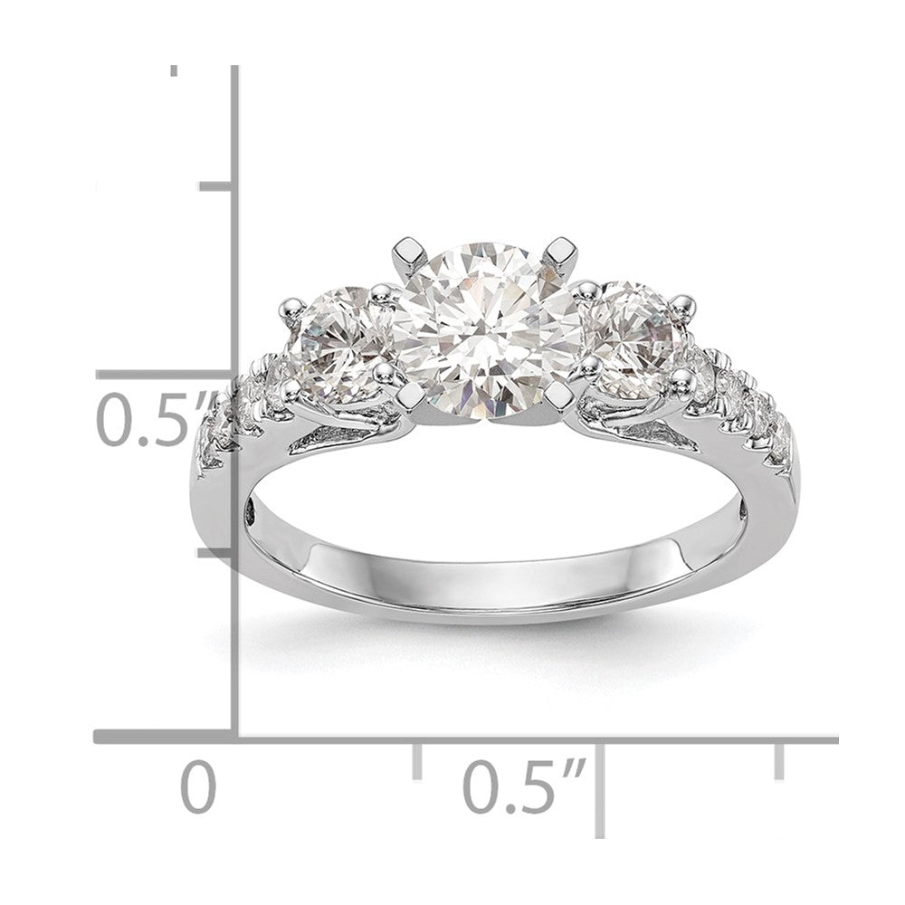 3 Stone Peg Set Semi-Mount Engagement Rings