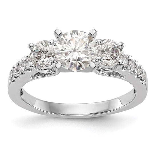 3 Stone Peg Set Semi-Mount Engagement Rings