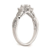 14K White Gold 3-Stone Plus (Holds 4.5mm Round Center) Diamond Semi-Mount Engagement Ring