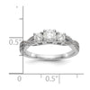 14K White Gold 3-Stone Plus (Holds 4.5mm Round Center) Diamond Semi-Mount Engagement Ring