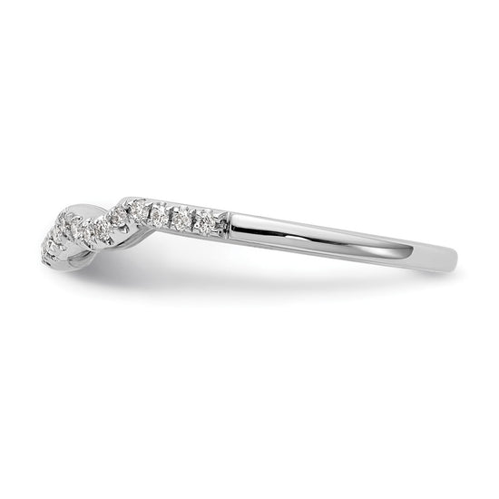 14K White Gold 1/8 carat Diamond Contoured Complete Wedding Band