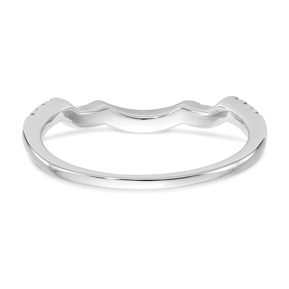 14K White Gold 1/8 carat Diamond Contoured Complete Wedding Band