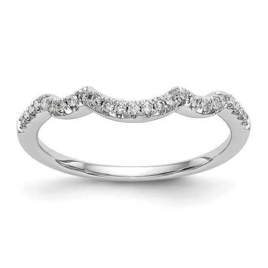 14K White Gold 1/8 carat Diamond Contoured Complete Wedding Band