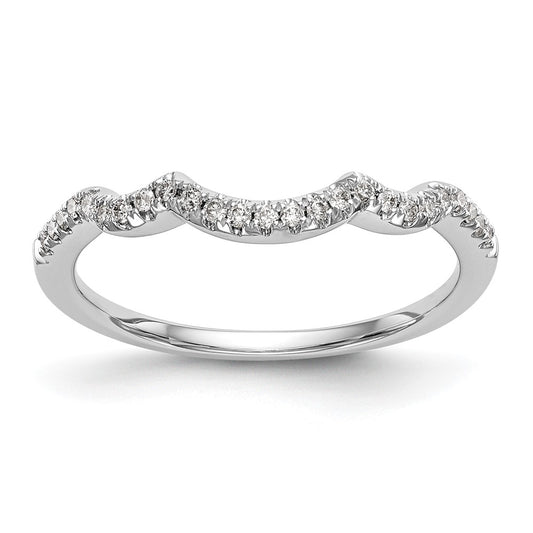 14K White Gold 1/8 carat Diamond Contoured Complete Wedding Band