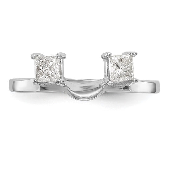 14K White Gold 1/2 carat Princess Diamond Complete Wrap Ring