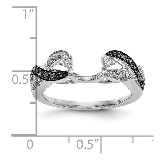 14K White Gold 1/5 carat Black and White Diamond Complete Wrap Ring