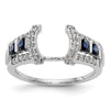 14K White Gold 3/8 carat Diamond and Blue Sapphire Complete Wrap Ring