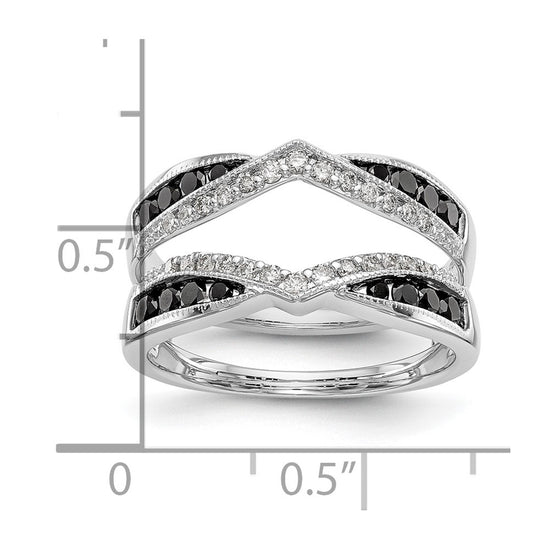 14K White Gold 3/4 carat Black and White Diamond Complete Ring Guard