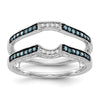 14K White Gold 1/4 carat Blue and White Diamond with Black Rhodium Complete Ring Guard