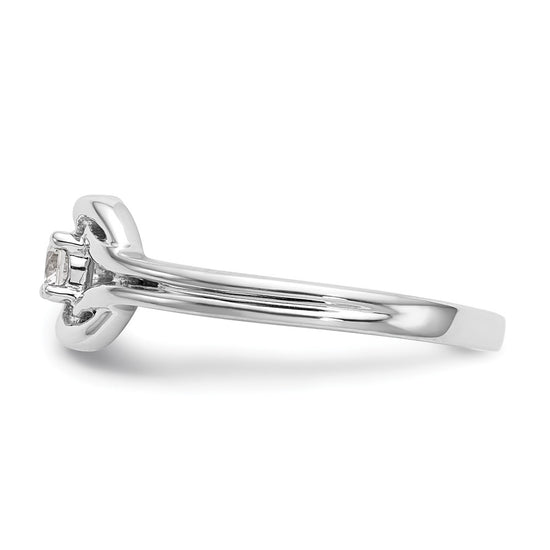 First Promise 14k White Gold Love Knot 1/8 carat Round Diamond Complete Promise/Engagement Ring