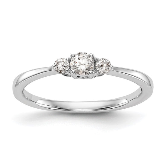First Promise 14k White Gold 3-Stone 1/4 carat Round Diamond Complete Promise/Engagement Ring