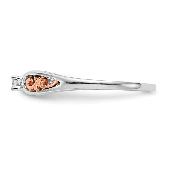 First Promise 14k White and Rose Gold Filigree 1/20 carat Round Diamond Complete Promise/Engagement Ring