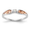 First Promise 14k White and Rose Gold Filigree 1/20 carat Round Diamond Complete Promise/Engagement Ring