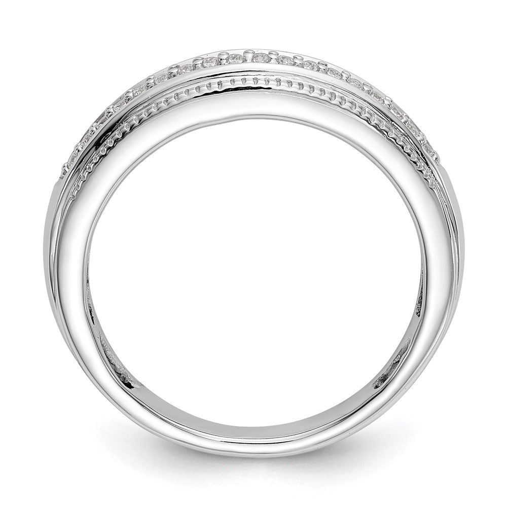 14K White Gold AA Quality 1/10 carat Diamond Trio Complete Men's Wedding Band