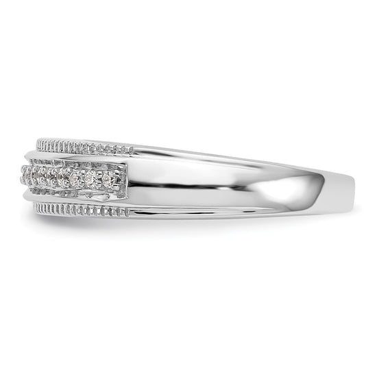 14K White Gold AA Quality 1/10 carat Diamond Trio Complete Men's Wedding Band