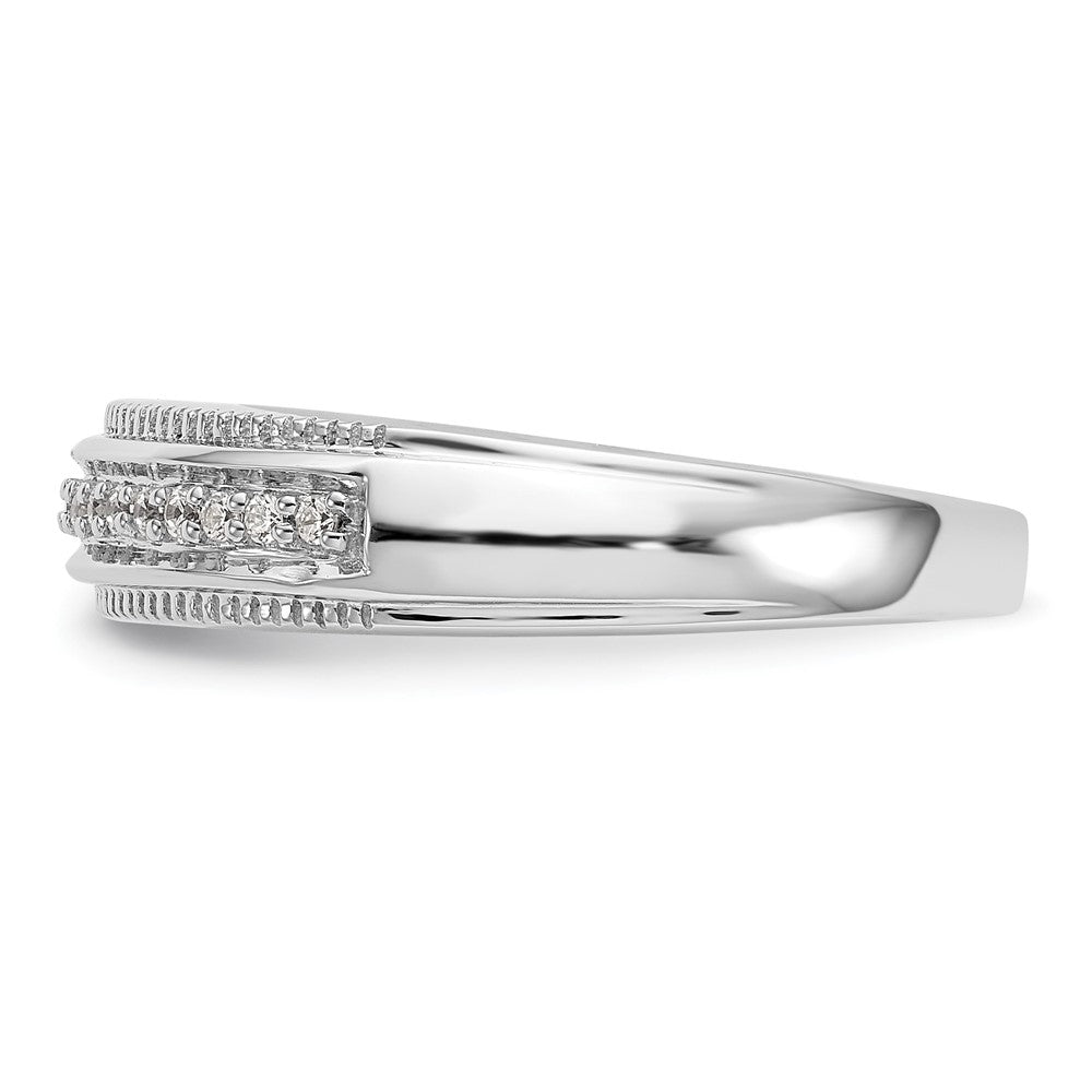 14K White Gold AA Quality 1/10 carat Diamond Trio Complete Men's Wedding Band