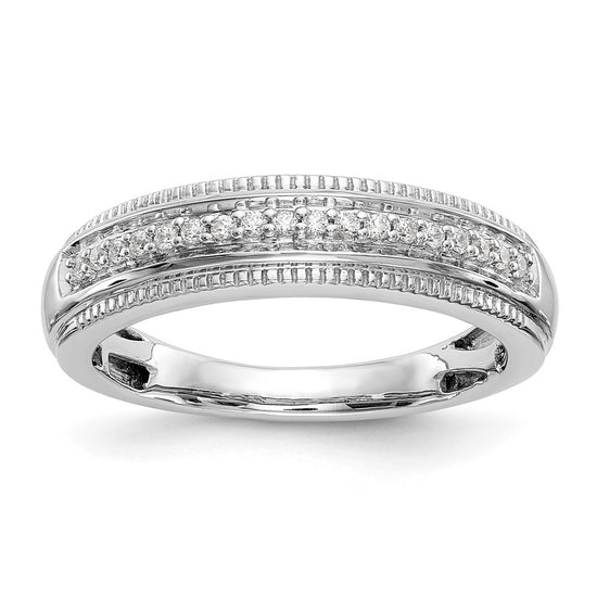 14K White Gold AA Quality 1/10 carat Diamond Trio Complete Men's Wedding Band