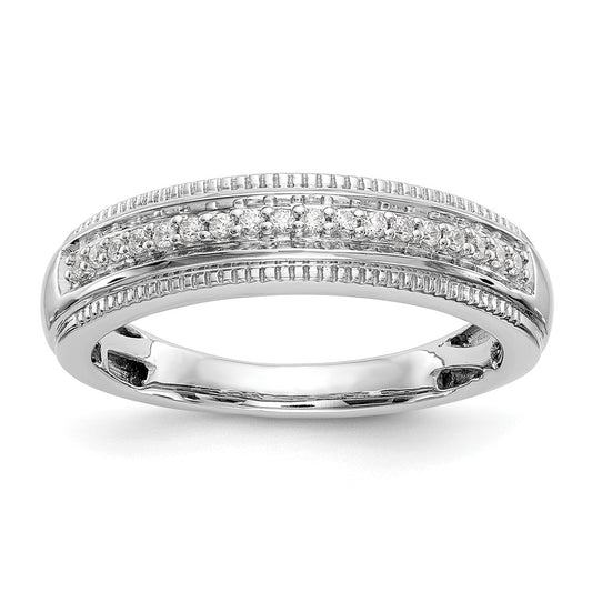 14K White Gold AA Quality 1/10 carat Diamond Trio Complete Men's Wedding Band
