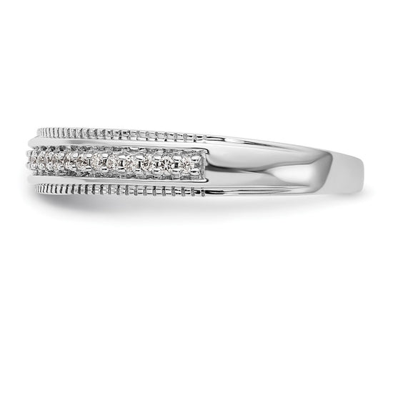 14K White Gold AA Quality 1/10 carat Diamond Trio Complete Ladies Wedding Band