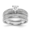14K White Gold AA Quality 1/8 carat Diamond Trio Complete Engagement Ring