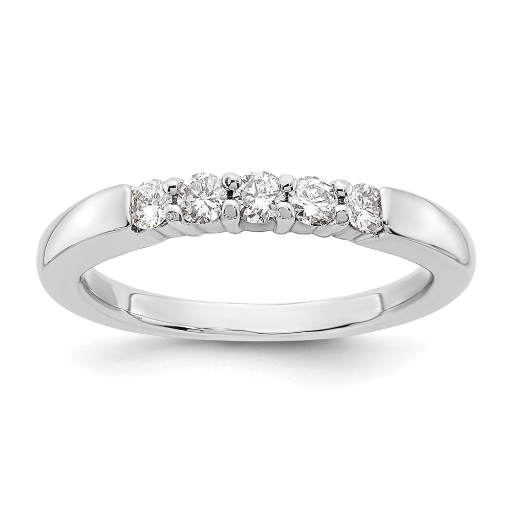 14K White Gold 5-Stone Shared Prong (Holds 5-2.3mm Round) Diamond Band Mounting