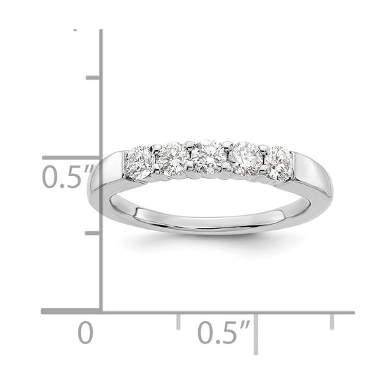 14K White Gold 5-Stone Shared Prong (Holds 5-2.9mm Round) Diamond Band Mounting