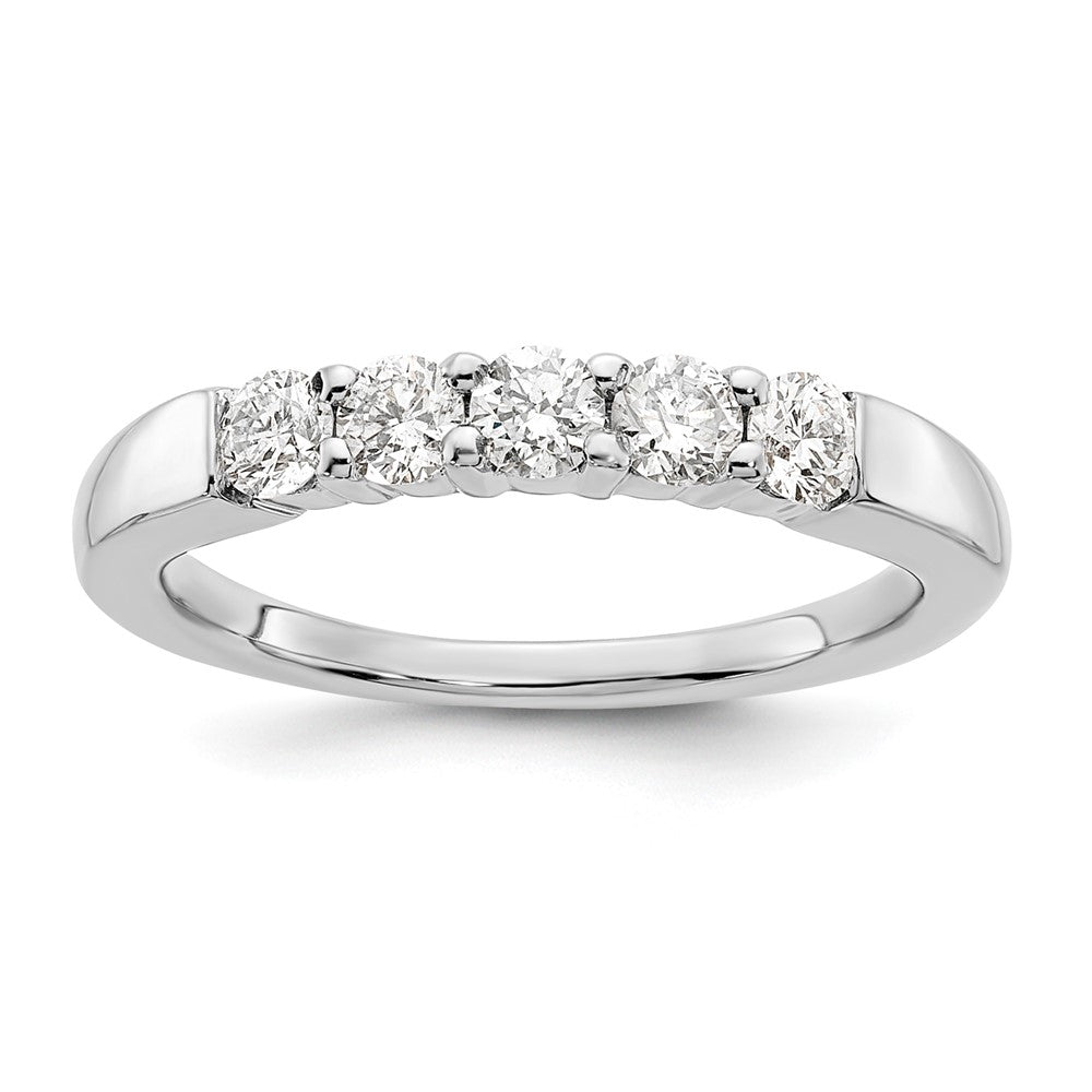 14K White Gold 5-Stone Shared Prong (Holds 5-2.9mm Round) Diamond Band Mounting