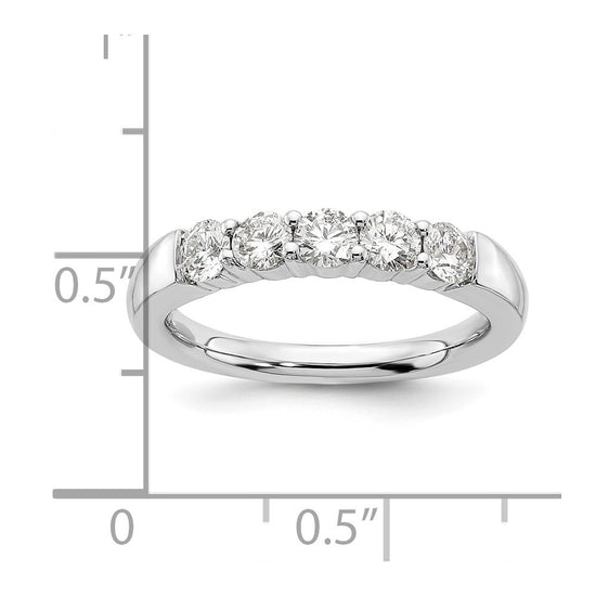 14K White Gold 5-Stone Shared Prong (Holds 5-3.4mm Round) Diamond Band Mounting