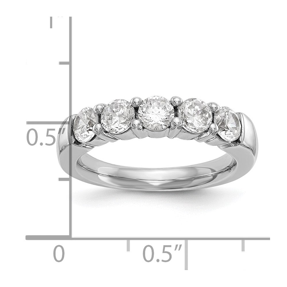 14K White Gold 5-Stone Shared Prong (Holds 5-3.8mm Round) Diamond Band Mounting