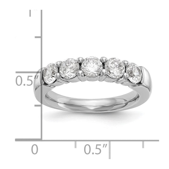 14K White Gold 5-Stone Shared Prong (Holds 5-2.3mm Round) Diamond Band Mounting
