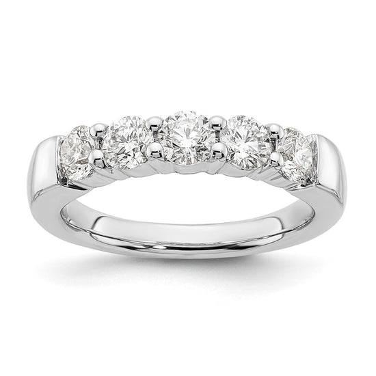 14K White Gold 5-Stone Shared Prong (Holds 5-3.8mm Round) Diamond Band Mounting