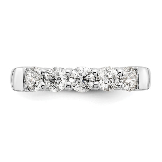 14K White Gold 5-Stone Shared Prong (Holds 5-4.1mm Round) Diamond Band Mounting