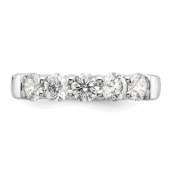 14K White Gold 5-Stone Shared Prong (Holds 5-4.3mm Round) Diamond Band Mounting