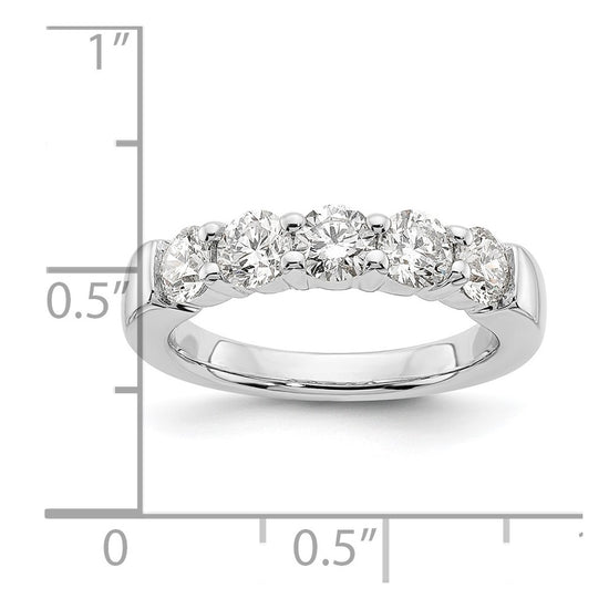14K White Gold 5-Stone Shared Prong (Holds 5-4.3mm Round) Diamond Band Mounting