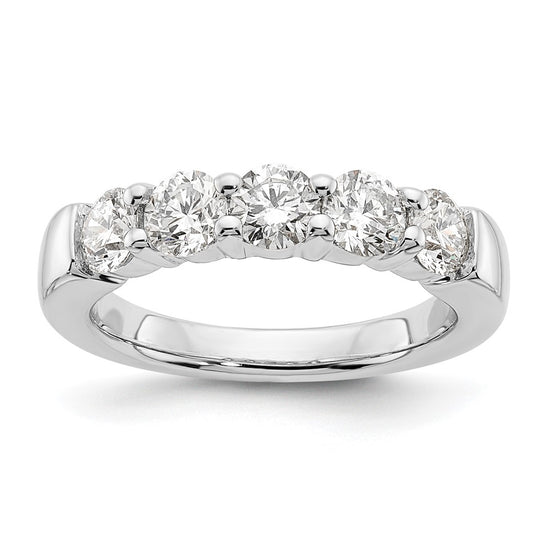 14K White Gold 5-Stone Shared Prong (Holds 5-4.3mm Round) Diamond Band Mounting