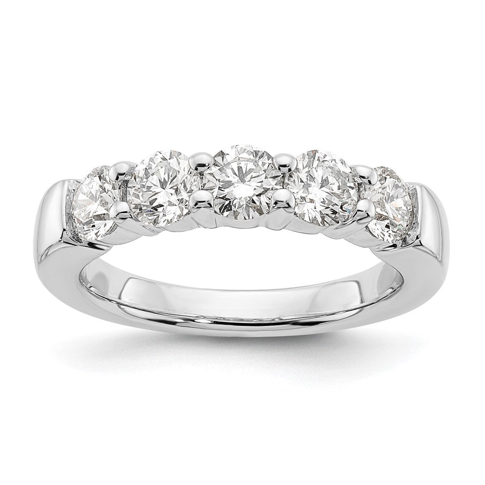14K White Gold 5-Stone Shared Prong (Holds 5-4.3mm Round) Diamond Band Mounting